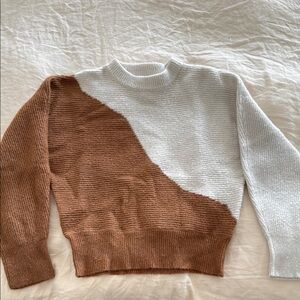 Two-Tone Brown and White Women's Sweater
